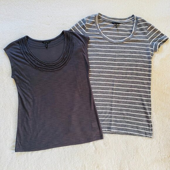 Daisy Fuentes 2-pack T-shirt bundle Women's size Small gray tone short-sleeve - Picture 1 of 16